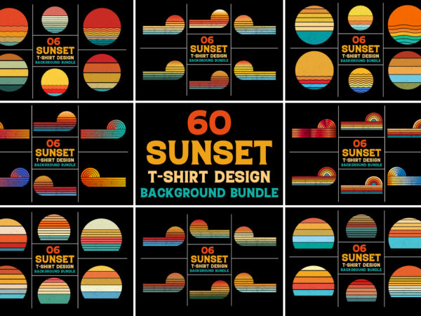 Sunset retro vintage grunge background bundle for t-shirt design