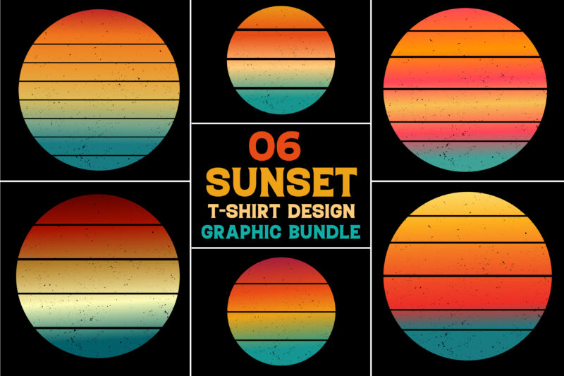 Sunset T-Shirt Design Graphic Bundle