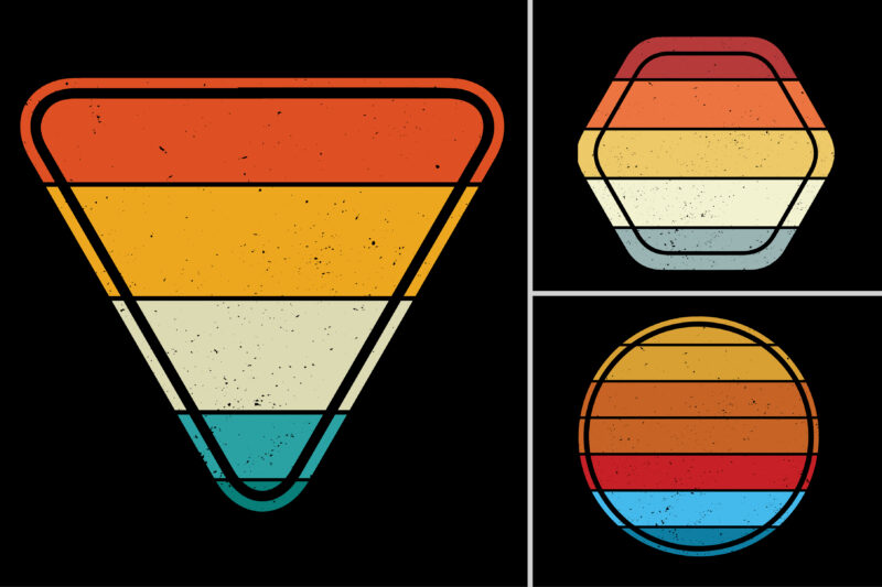 Retro Vintage Sunset Background Bundle for T-Shirt Design