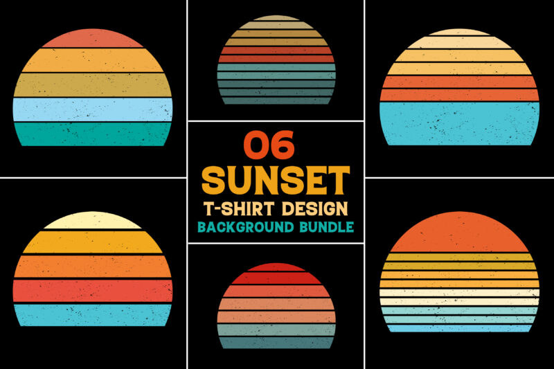 Sunset Retro Vintage Grunge Background Bundle for T-Shirt Design