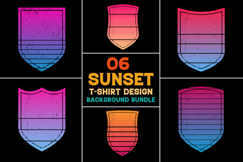 Sunset Vintage Retro Grunge Background Bundle for T-Shirt Design