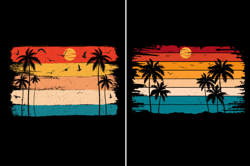 Sunset Colorful T-Shirt Background Graphic Bundle