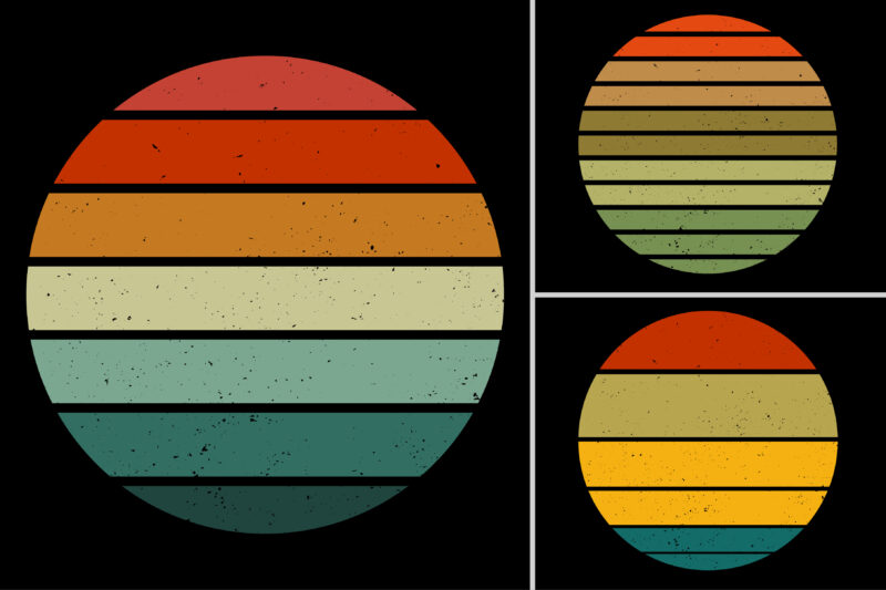 Retro Vintage Sunset Background Bundle for T-Shirt Design