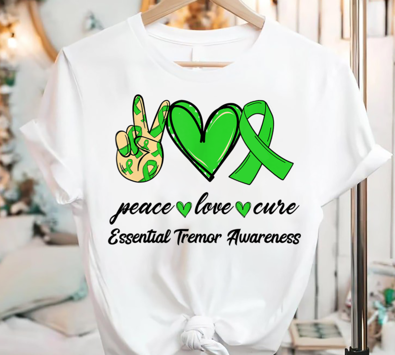 Peace Love Cure Green Ribbon Essential Tremor Awareness - Buy t-shirt ...