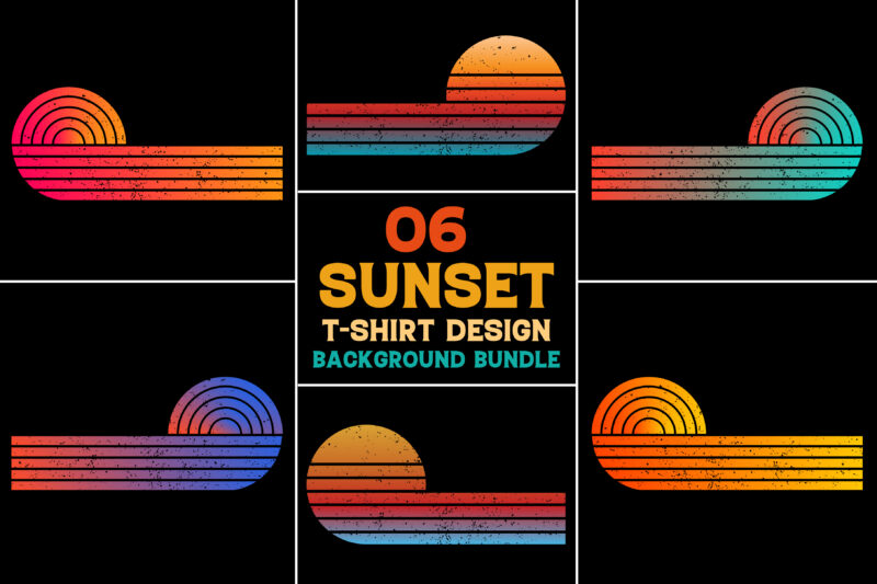 Sunset Retro Vintage Grunge Background Bundle for T-Shirt Design