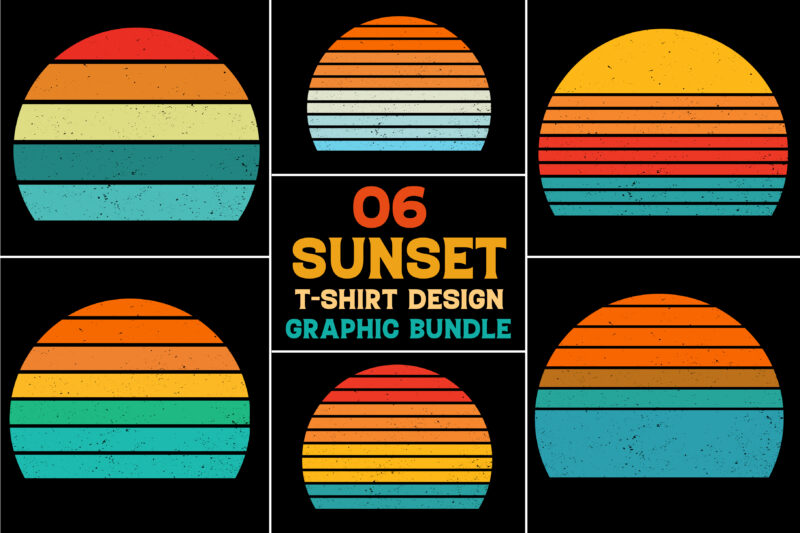 Sunset T-Shirt Design Graphic Bundle