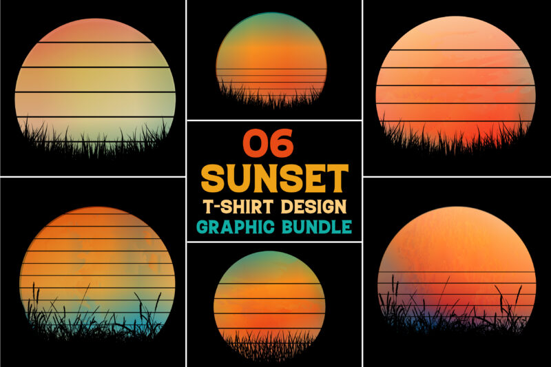 Sunset T-Shirt Design Graphic Bundle