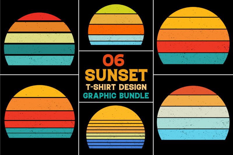 Sunset T-Shirt Design Graphic Bundle