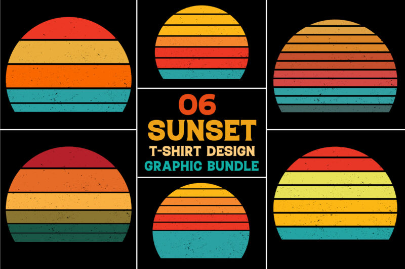 Sunset T-Shirt Design Graphic Bundle