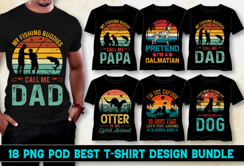 Sunset Vintage Retro T-Shirt Design Bundle