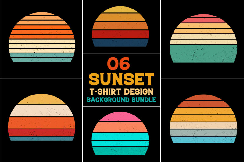 Sunset Vintage Colorful Background for T-Shirt Design