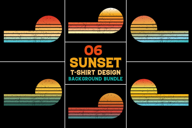 Sunset Retro Vintage Grunge Background Bundle for T-Shirt Design