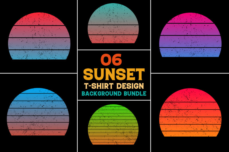 Sunset Vintage Retro Grunge Background Bundle for T-Shirt Design