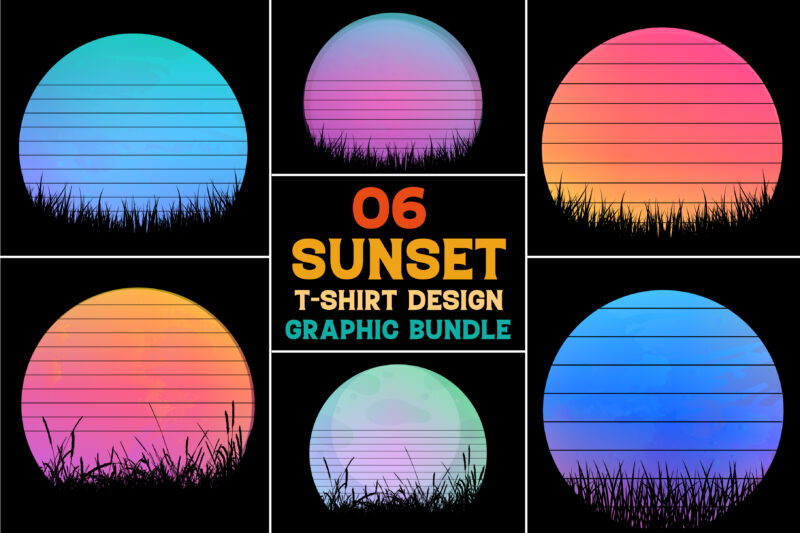 Sunset T-Shirt Design Graphic Bundle