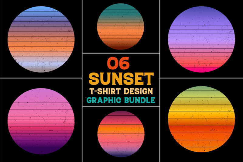 Sunset T-Shirt Design Graphic Bundle