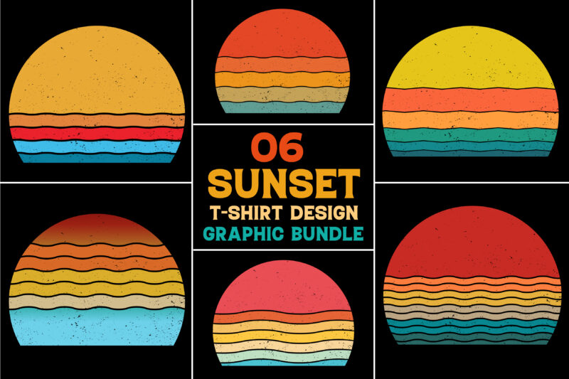 Sunset T-Shirt Design Graphic Bundle