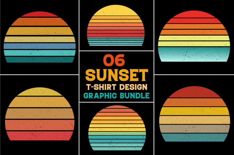 Sunset T-Shirt Design Graphic Bundle