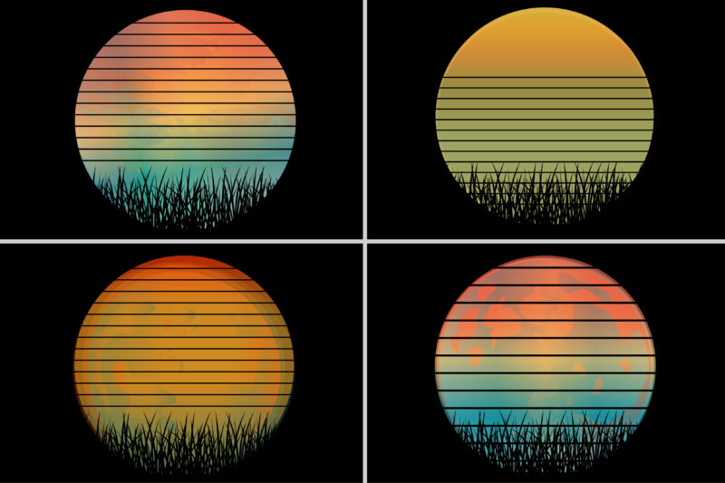 Sunset T-Shirt Design Graphic Bundle