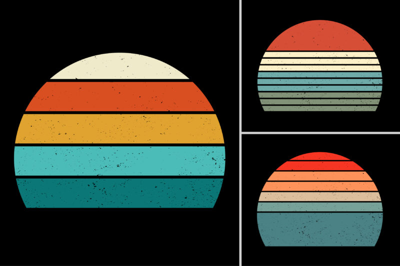 Retro Vintage Sunset Background Bundle for T-Shirt Design