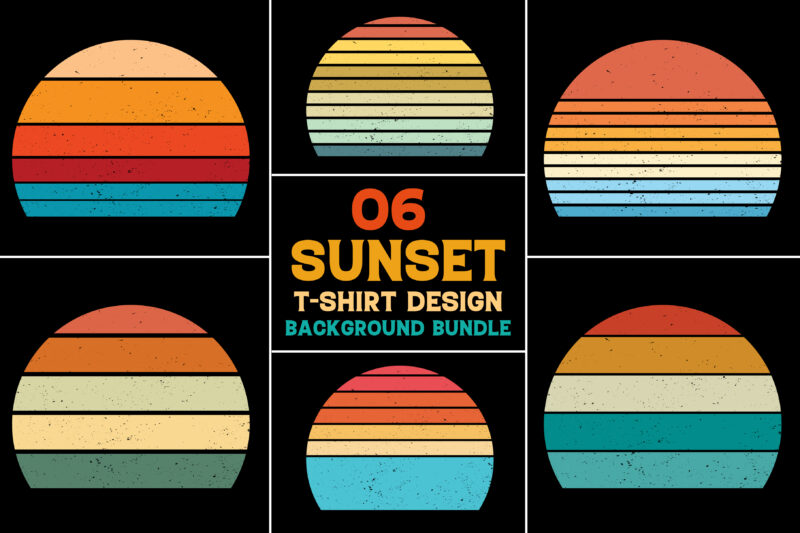 Sunset Retro Vintage Grunge Background Bundle for T-Shirt Design