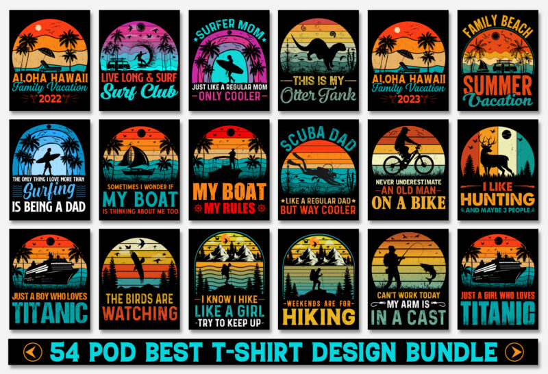 Sunset Retro Vintage T-Shirt Design Bundle