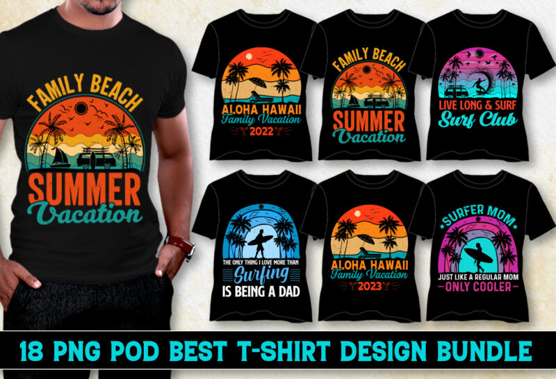 Sunset Retro Vintage T-Shirt Design Bundle