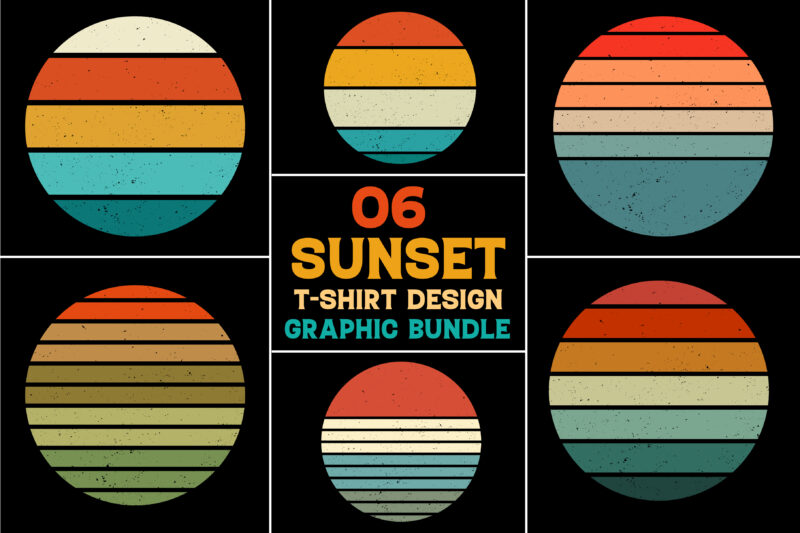 Sunset T-Shirt Design Graphic Bundle