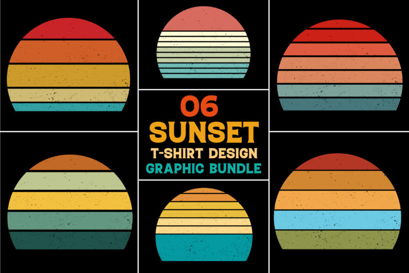 Sunset T-Shirt Design Graphic Bundle