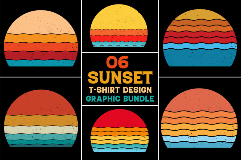 Sunset T-Shirt Design Graphic Bundle