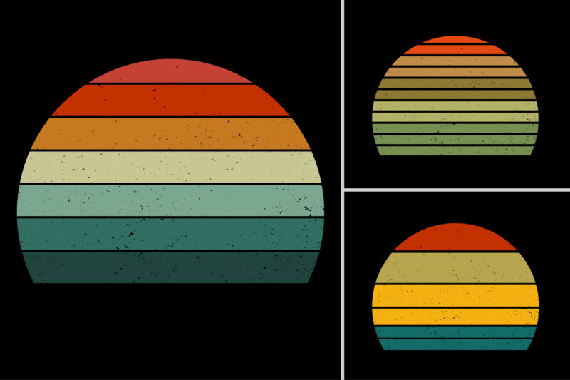 Retro Vintage Sunset Background Bundle for T-Shirt Design