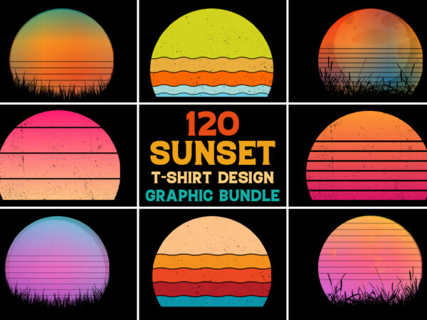 Sunset t-shirt design graphic bundle