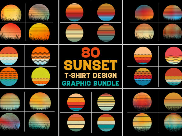 Sunset t-shirt design graphic bundle