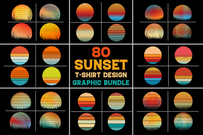 Sunset T-Shirt Design Graphic Bundle