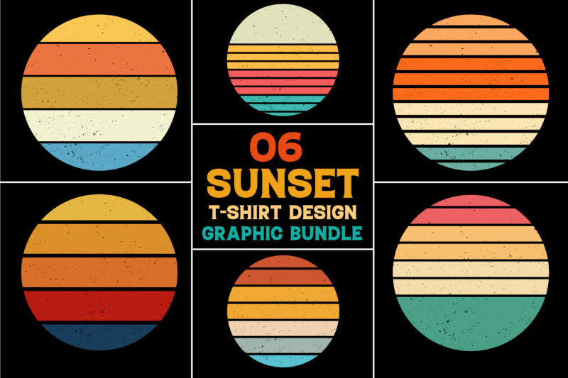 Sunset T-Shirt Design Graphic Bundle