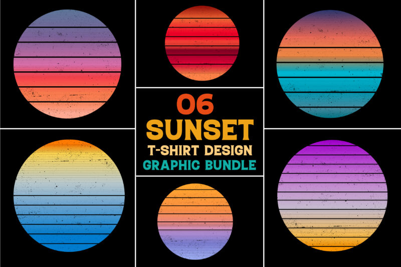 Sunset T-Shirt Design Graphic Bundle