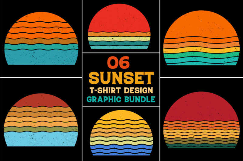 Sunset T-Shirt Design Graphic Bundle