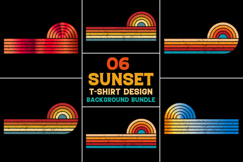 Sunset Retro Vintage Grunge Background Bundle for T-Shirt Design