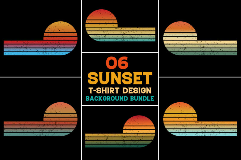 Sunset Retro Vintage Grunge Background Bundle for T-Shirt Design