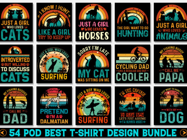 Sunset vintage retro t-shirt design bundle