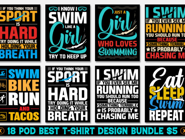Swim T-Shirt Design Bundle - Buy t-shirt designs
