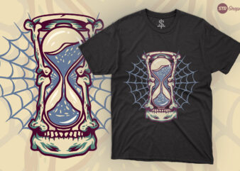 Bone Hourglass – Retro Illustration t shirt template