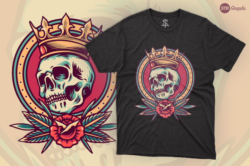 Skull King - Retro Illustration - Buy t-shirt designs