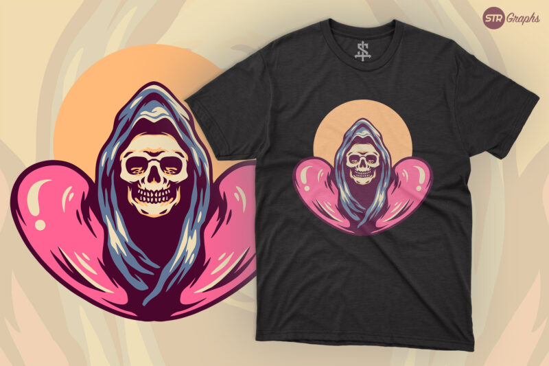 Skull Broken Heart -m Retro Illustration - Buy t-shirt designs