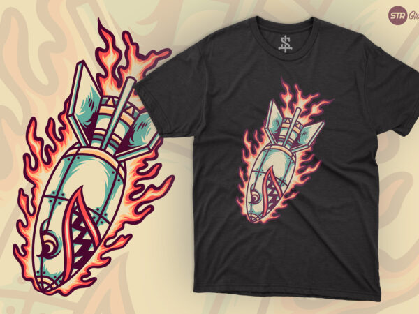 Rocket bomb – retro illustration t shirt design online