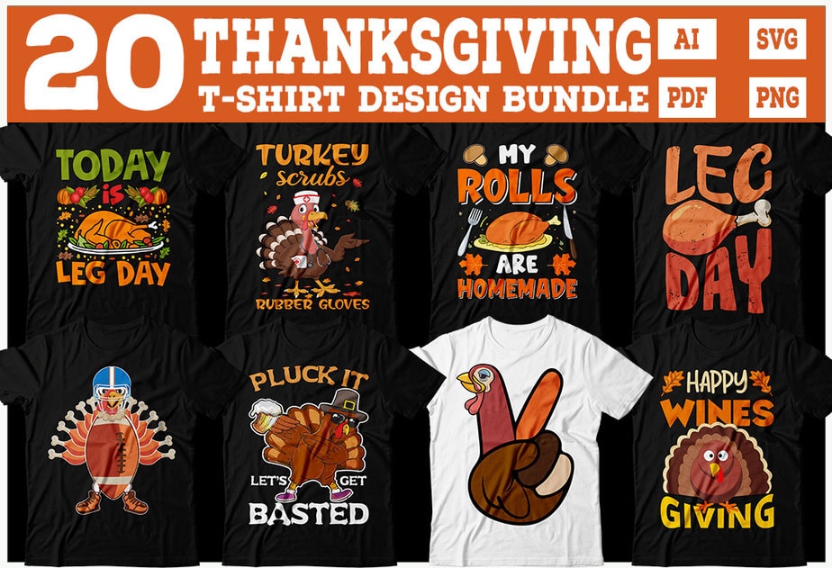 Thanksgiving t-shirt Design Bundle, Thanksgiving SVG Bundle ...