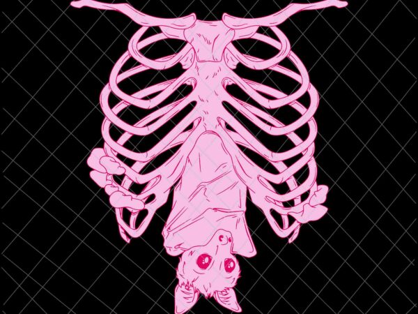 Pink ribs bat pastel goth halloween kawaii skeleton witch svg, bat skeleton halloween svg, bat halloween svg, skeleton halloween svg t shirt illustration