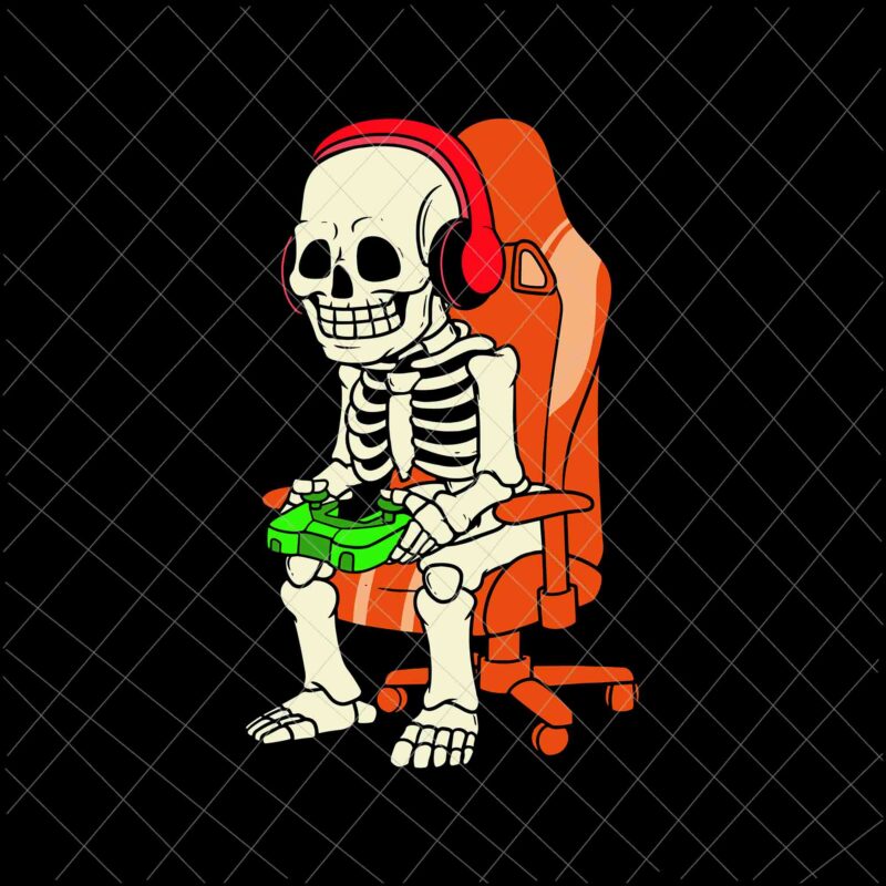 Gaming Halloween Skeleton Scary Gamer Boys Kids Svg, Gaming Halloween Svg, Skeleton Boy Halloween Svg, Skeleton Halloween Svg