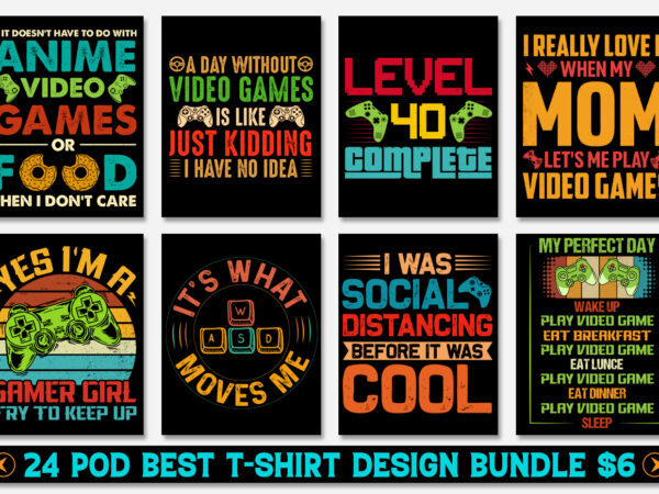 Video game t-shirt design bundle