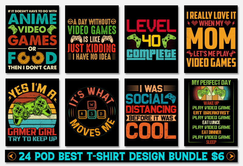 Video Game T-Shirt Design Bundle