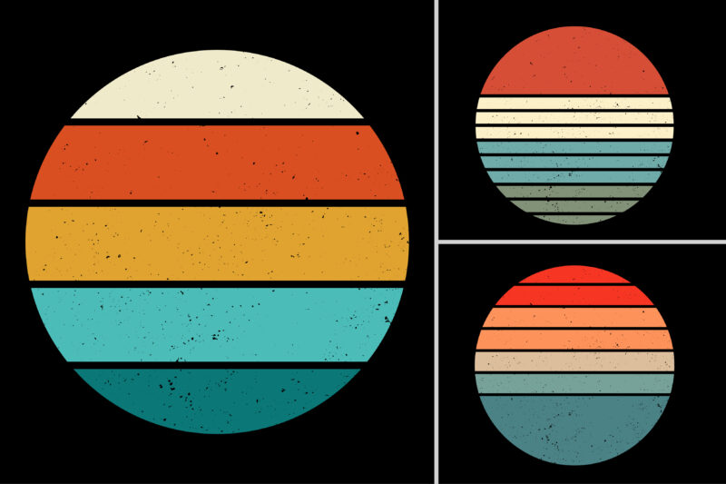 Retro Vintage Sunset Background Bundle for T-Shirt Design